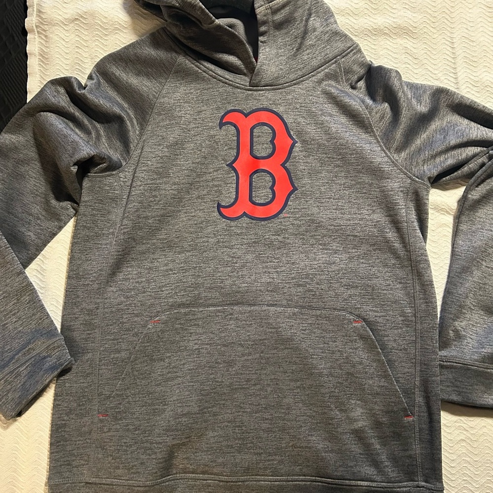 Majestic Gray Hoodie with Red Logo